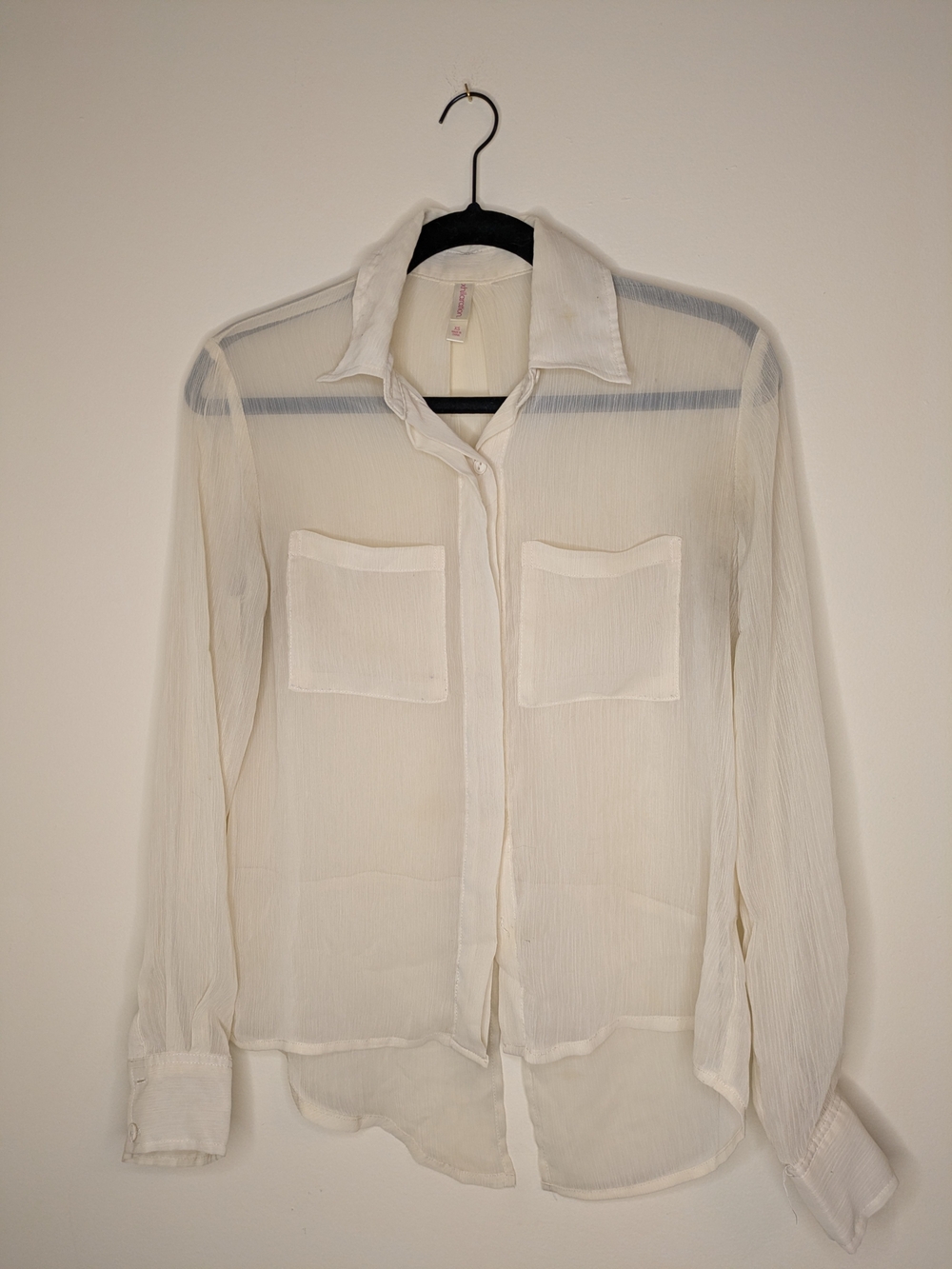 Xhilaration White Sheer Button-Down Blouse